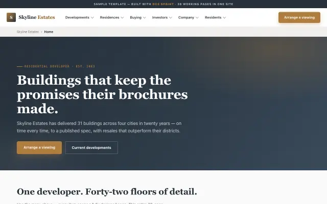 Skyline Estates website