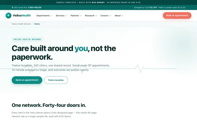 Helios Health website