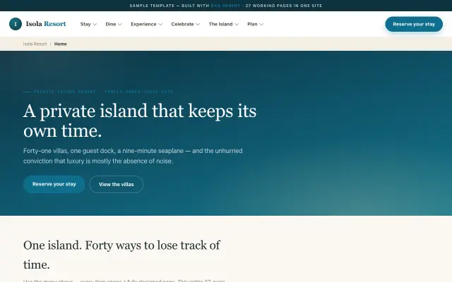 Isola Resort website