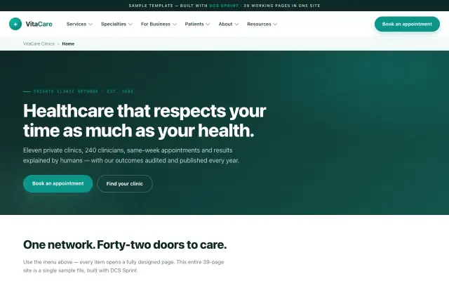 VitaCare Clinics website