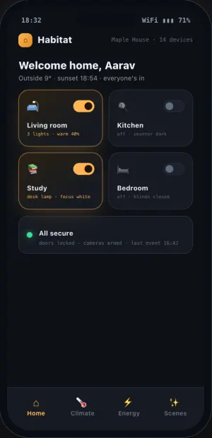 Habitat app screen