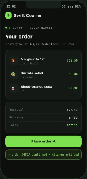 Swift Courier app screen