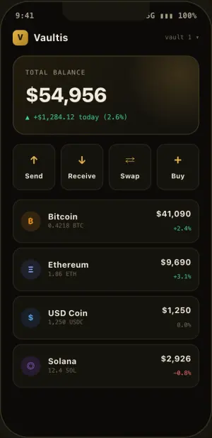 Vaultis app screen