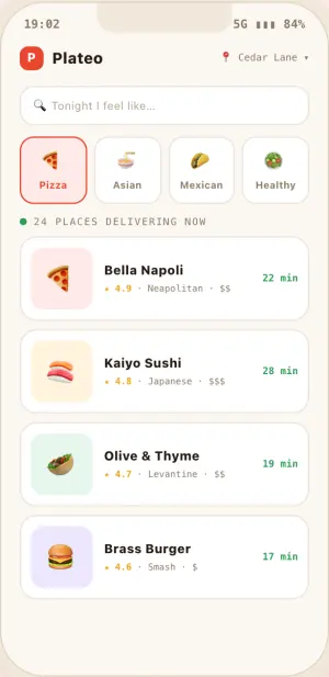 Plateo app screen