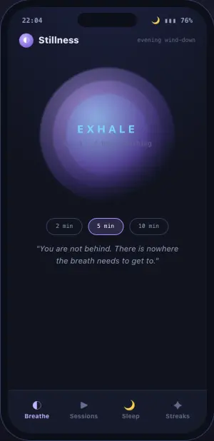 Stillness app screen