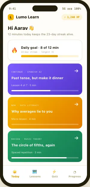 Lumo Learn app screen