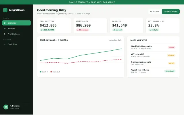 LedgerBooks dashboard