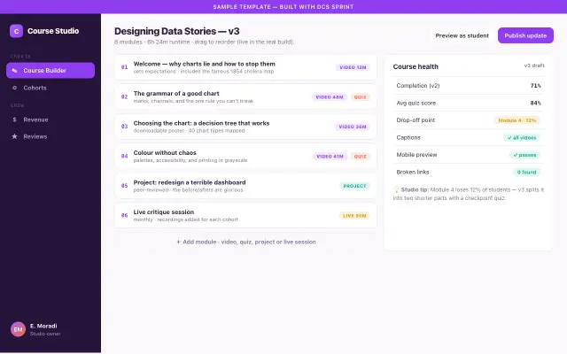 Course Studio dashboard